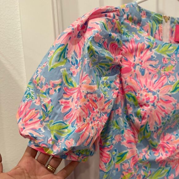 Lilly Pulitzer Roni Short Sleeve Stretch Mini Dress in Blue Peri.Size 0 - Picture 9 of 16